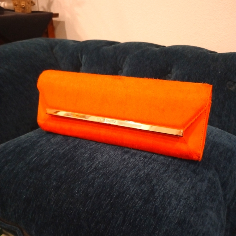 Ted Baker Tangerine Calfskin Clutch